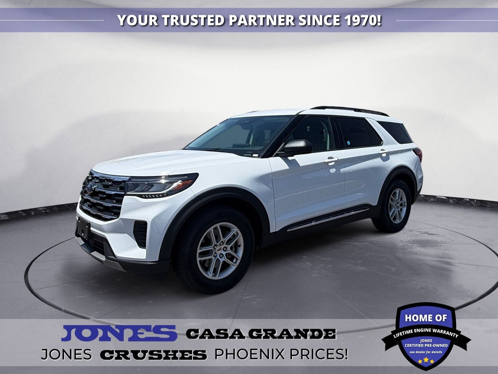 2025 Ford Explorer Active in Oxford White — front three-quarter view