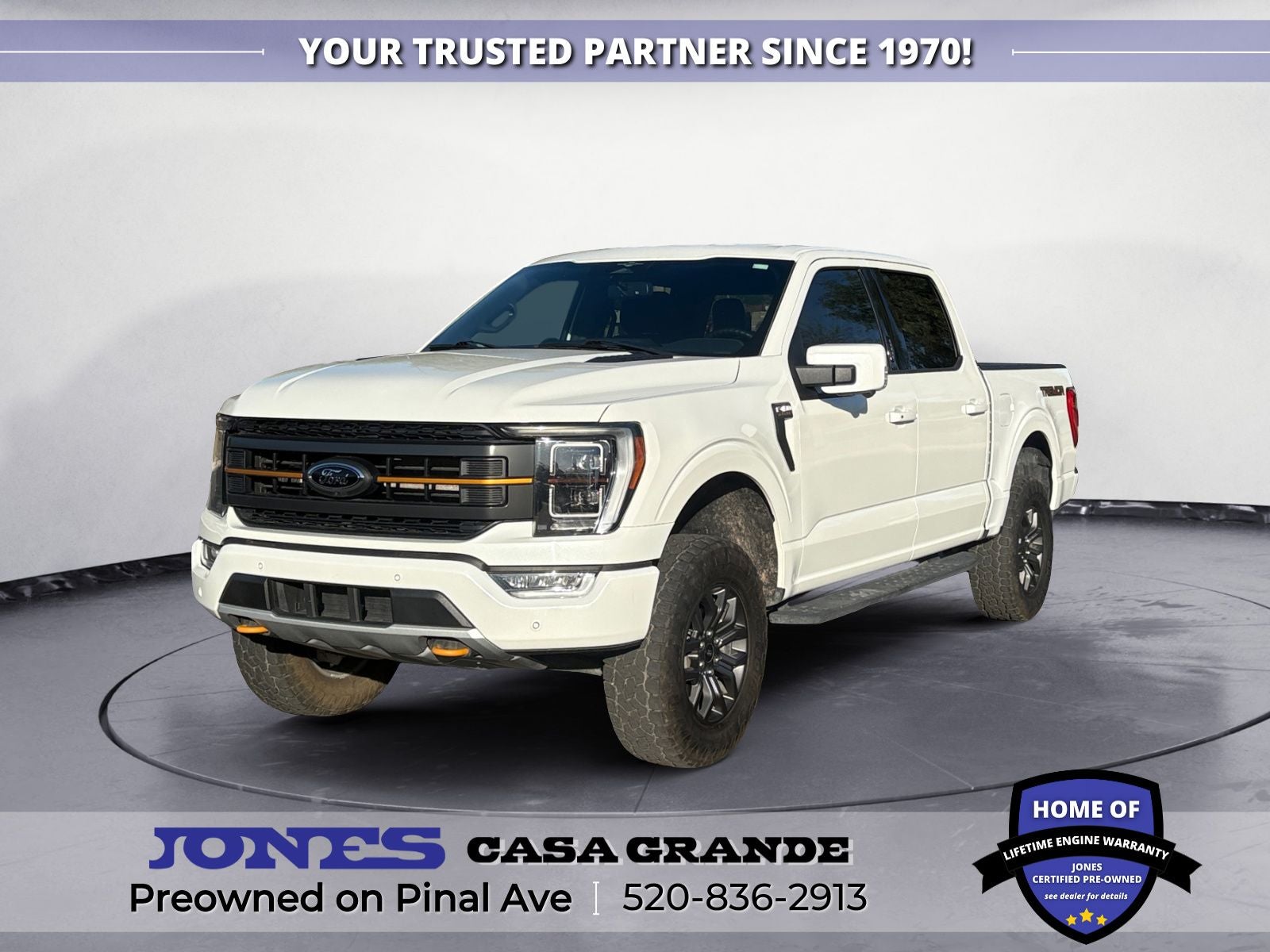 2023 Ford F-150 Tremor in Star White Metallic Tri-Coat — front three-quarter view