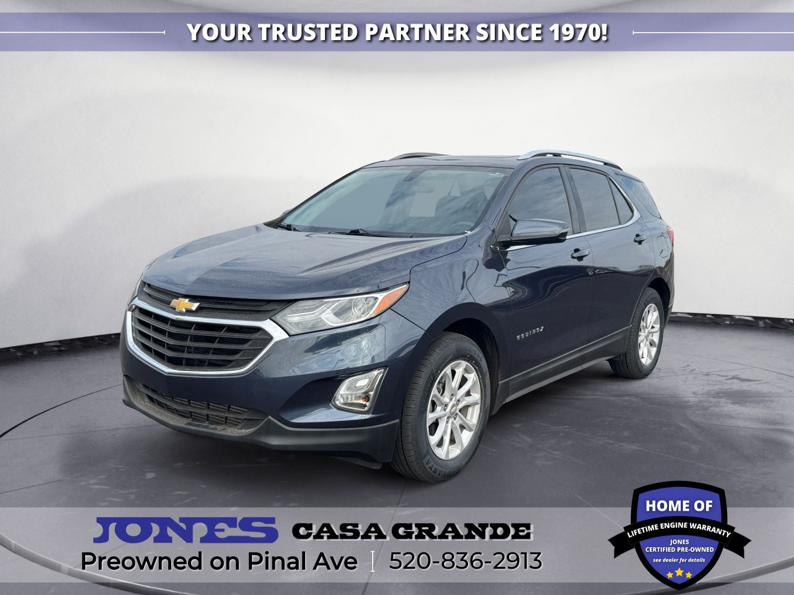 2018 Chevrolet Equinox LT in Storm Blue Metallic — front three-quarter view